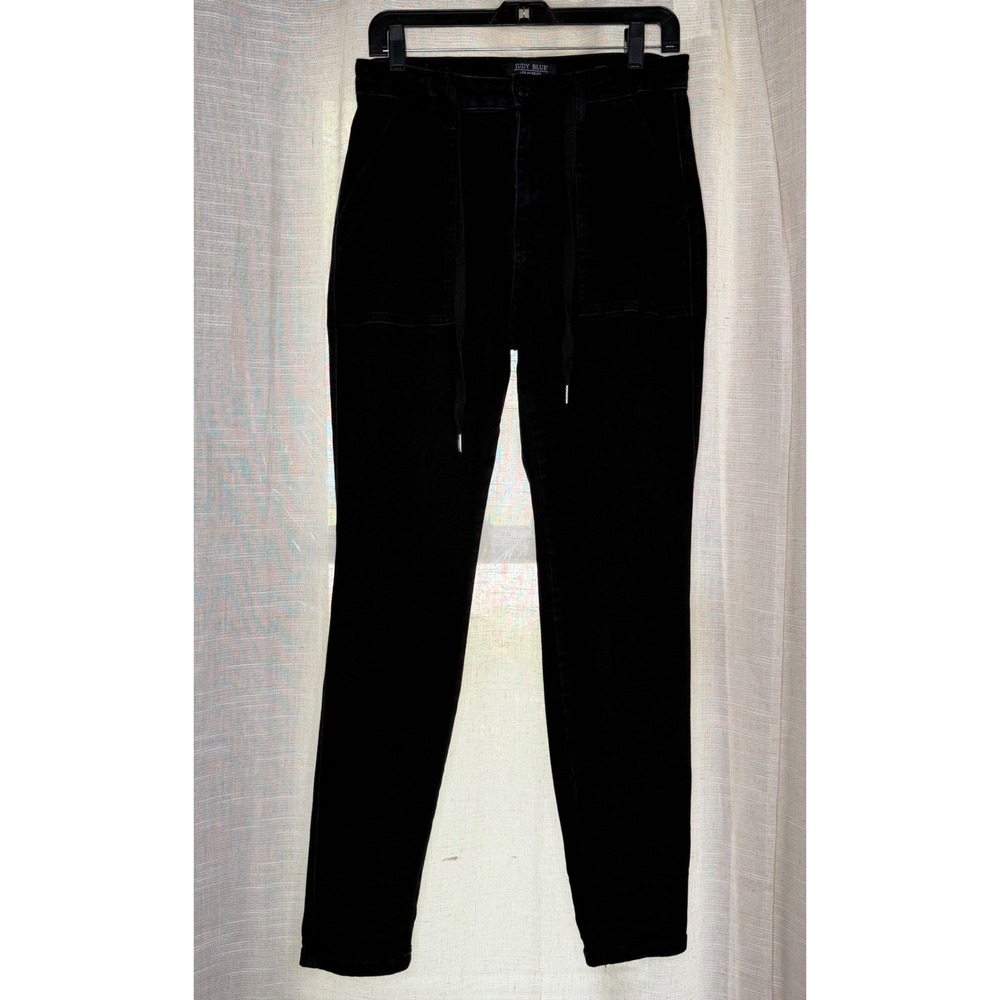 Judy‎ Blue Jogger Jeans High Rise Drawstring Black Denim Stretch Women's 9/29